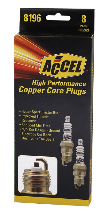 ACCEL 8196 U-Groove Resistor Spark Plug; 14mm Thread; .708 in. Reach; Heat Range 6; 8 Pack; - Truck Part Superstore