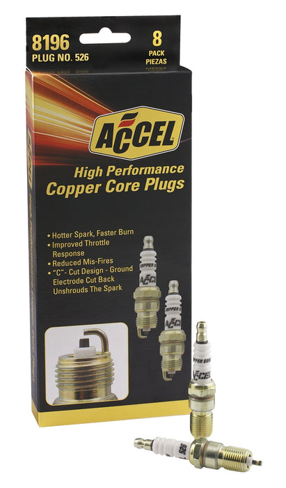 ACCEL 8196 U-Groove Resistor Spark Plug; 14mm Thread; .708 in. Reach; Heat Range 6; 8 Pack; - Truck Part Superstore