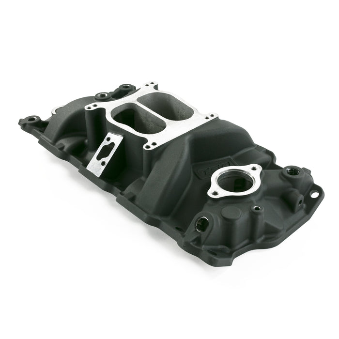 Top Street Performance 82001BK Chevy Small Block Carbureted Dual Plane Black Aluminum Intake Manifold. - Truck Part Superstore