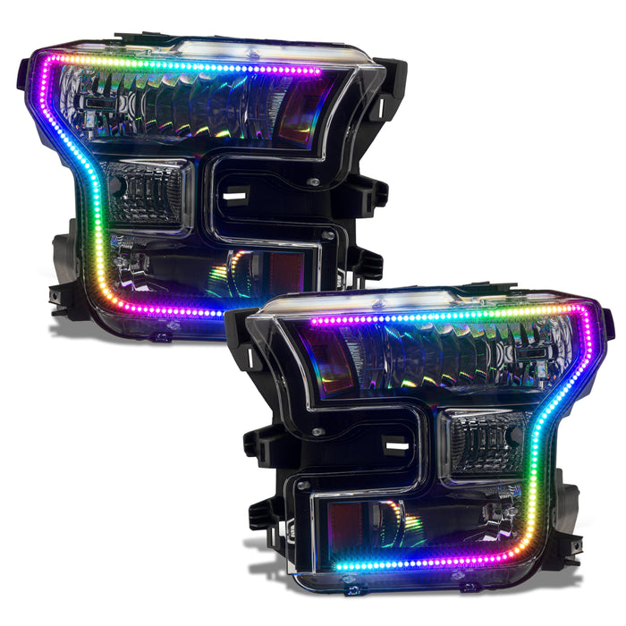 Oracle Lighting 8201-332 Dynamic ColorSHIFT RGB+A Pre-Assembled Headlights, Halogen, Black Bezel - Truck Part Superstore