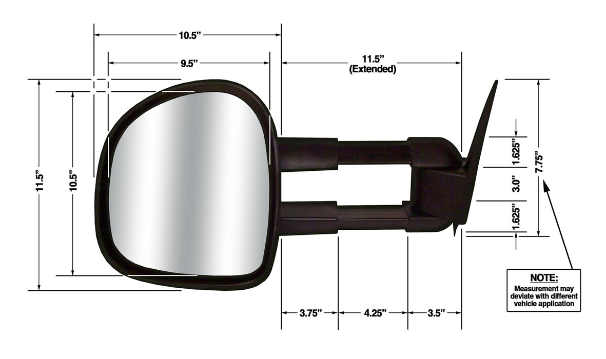 Cipa USA 82011 Extendable Replacement Mirror - Truck Part Superstore