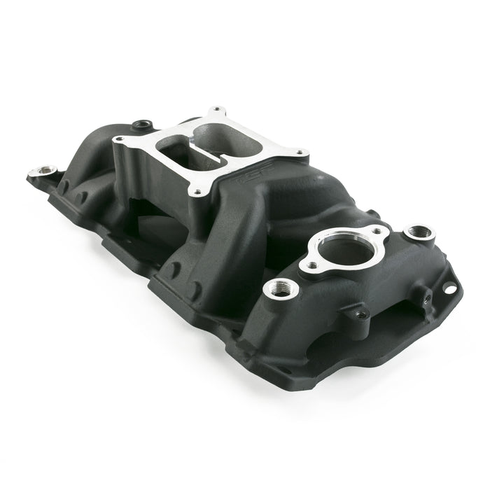 Top Street Performance 82026BK Chevy Small Block Carbureted Dual Plane Air Gap Black Aluminum Intake Manifold. - Truck Part Superstore
