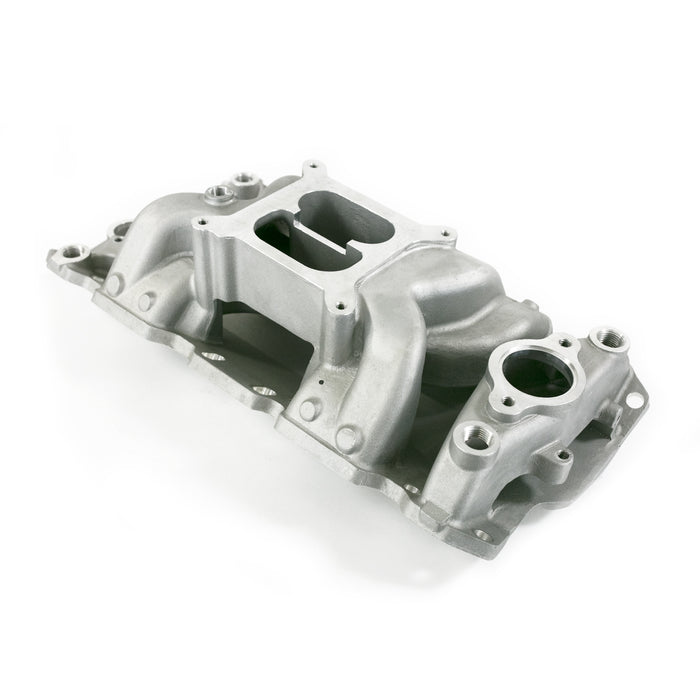 Top Street Performance 82026 Chevy Small Block Carbureted Dual Plane Air Gap Satin Aluminum Intake Manifold - Truck Part Superstore