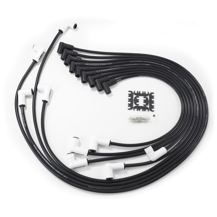 Top Street Performance 82090CE 8.5mm Chevy Small Block Black Ignition Wires with 90 Degree Ceramic Plug Boots. - Truck Part Superstore