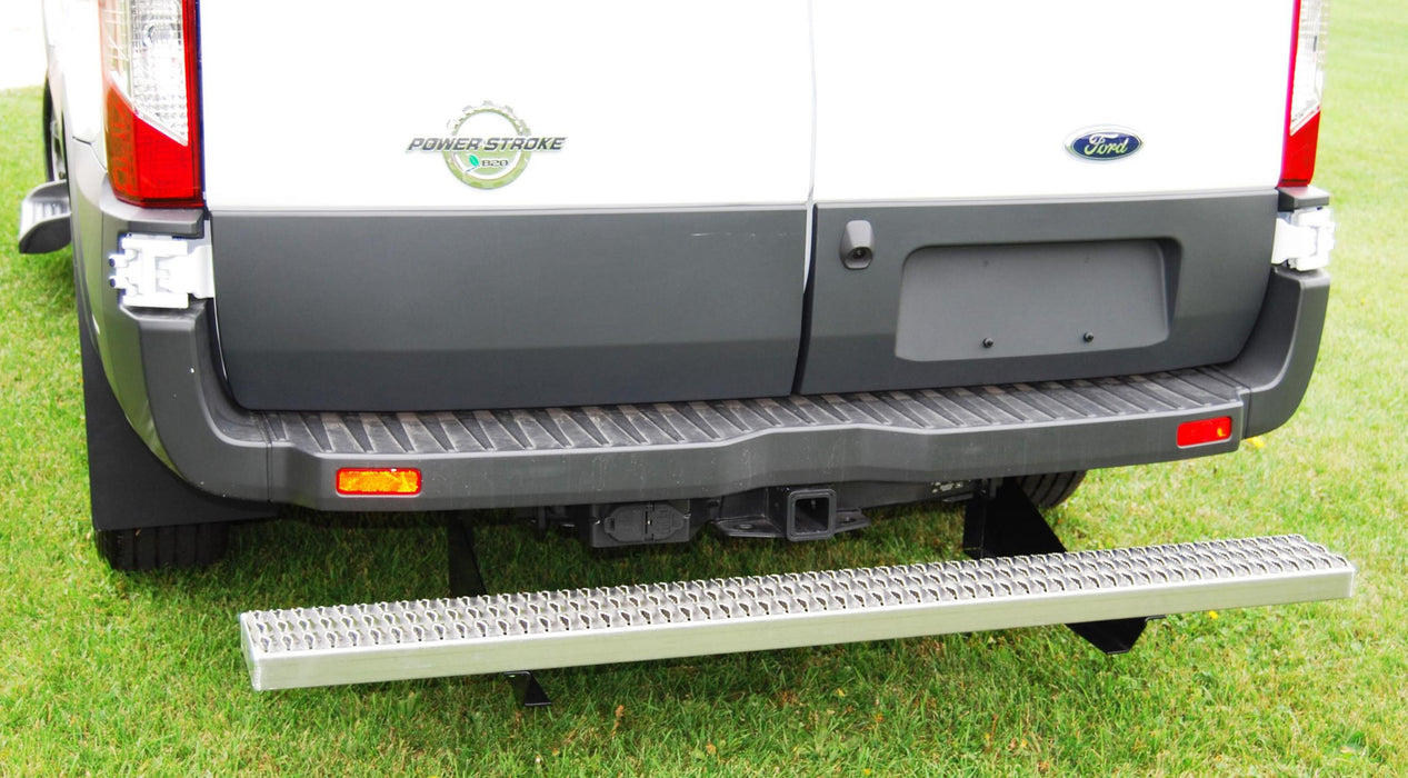 Owens Products 82343 Hitch Step Owens Commercial Rear Step Grip Strut 15-18 Ford Transit Full Size Van Rear Entry Step Aluminum Bright Owens Products - Truck Part Superstore