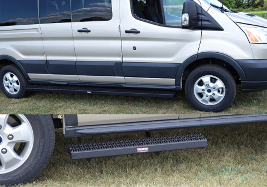 Owens Products 82361-01 Running Boards Grip Strut Commercial 15-18 Ford Transit Van Short Driver/Long Passenger 148 Inch Aluminum Textured Black Owens Products - Truck Part Superstore