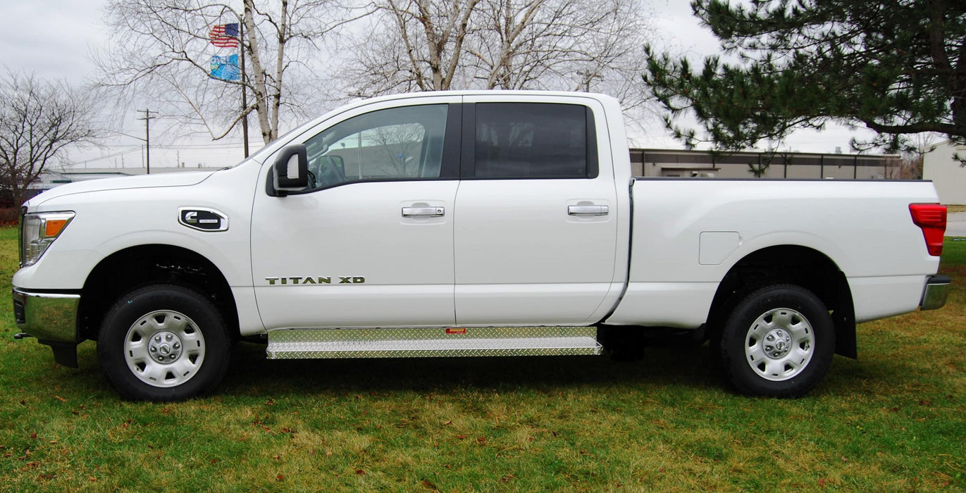 Owens Products 82429-01 Running Boards Owens Commercial Diamond W/O Stone Guard 15-17 Nissan Titan 4 Inch Riser Crew Cab Aluminum Owens Products - Truck Part Superstore