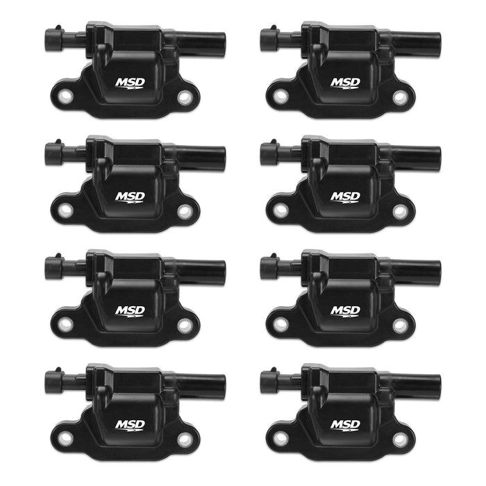 MSD 826583 Direct Ignition Coil Set; Direct Bolt-In Replacement; 2-Bolt; Black; Set Of 8; - Truck Part Superstore