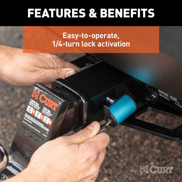 CURT 23504 5/8in. Hitch Lock (2in. or 2-1/2in. Receiver; Right-Angle; Chrome) - Truck Part Superstore