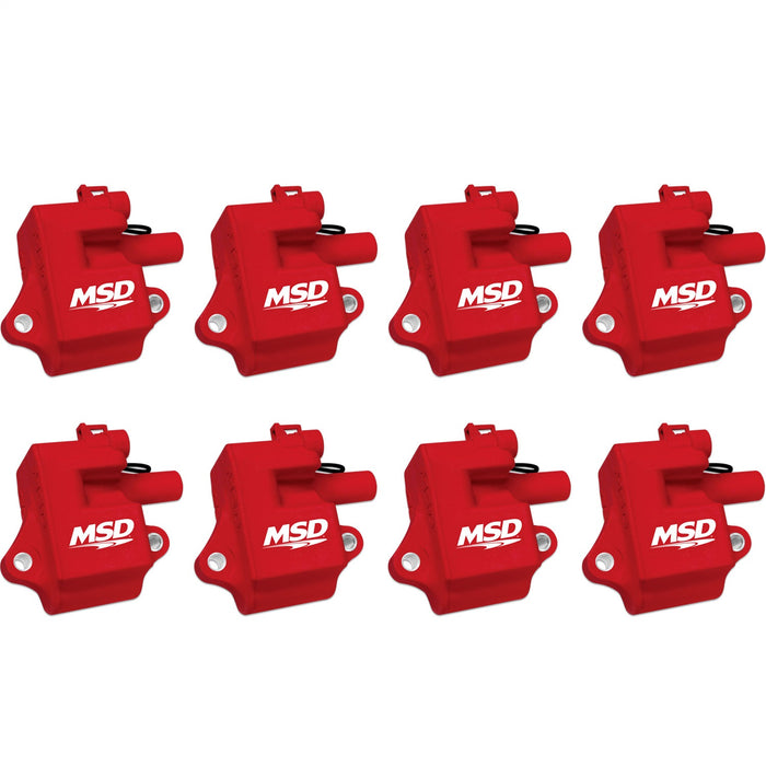 MSD 82858 Pro Power Direct Ignition Coil Set; Maximum Spark; Red; Set Of 8; - Truck Part Superstore