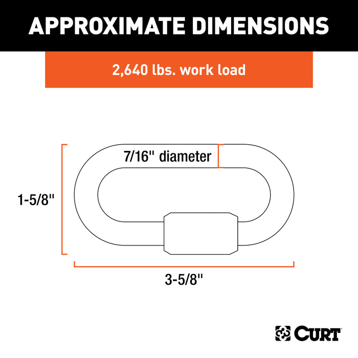 CURT 82934 7/16in. Quick Link (13;200 lbs. Breaking Strength; Packaged) - Truck Part Superstore