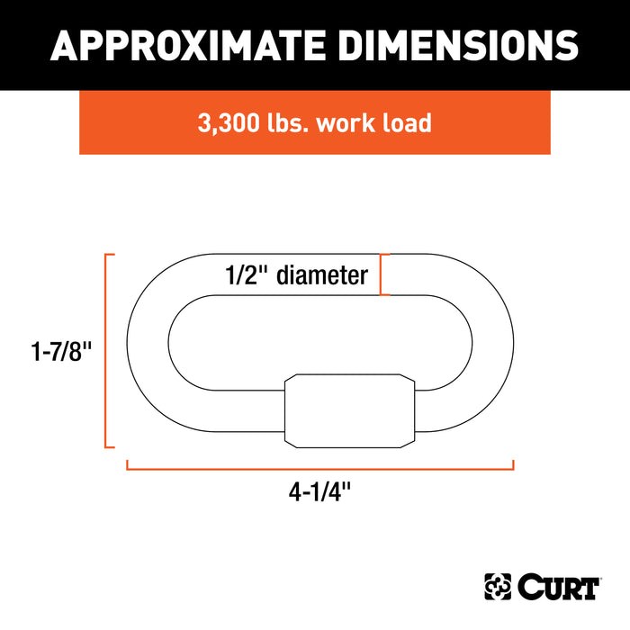 CURT 82935 1/2in. Quick Link (16;500 lbs. Breaking Strength; Packaged) - Truck Part Superstore