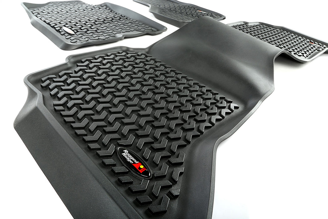 Rugged Ridge 82989.42 Floor Liner Kit; Front/Rear; Black; 3 Pc; - Truck Part Superstore