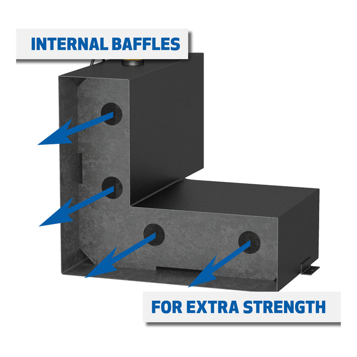 UWS ST-100HH-MB Matte Black Hammerhead-Style 100-Gallon L-Shape Steel Transfer Tank - Truck Part Superstore