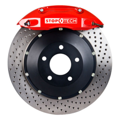 StopTech 83.158.004G.72 StopTech Big Brake Kit; Red Caliper; Drilled Two-Piece Rotor; Rear - Truck Part Superstore
