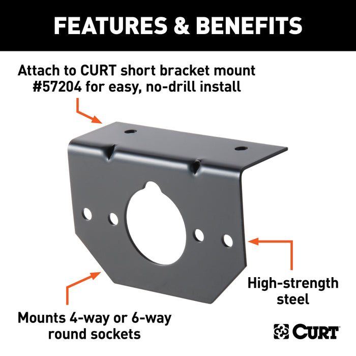CURT 57208 Connector Mounting Bracket for 4-Way/6-Way Round (Packaged) - Truck Part Superstore