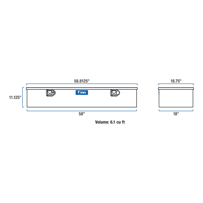 UWS EC20093 Matte Black Aluminum 58in. 5th Wheel Truck Tool Box (Heavy Packaging) - Truck Part Superstore