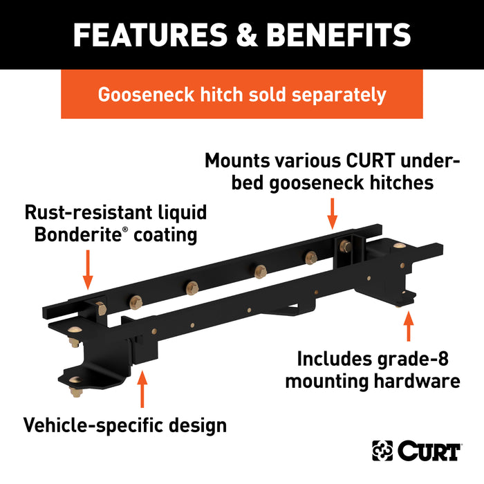 CURT 60667 Double Lock Gooseneck Installation Brackets; Select Toyota Tundra; 6.5-Foot Bed - Truck Part Superstore
