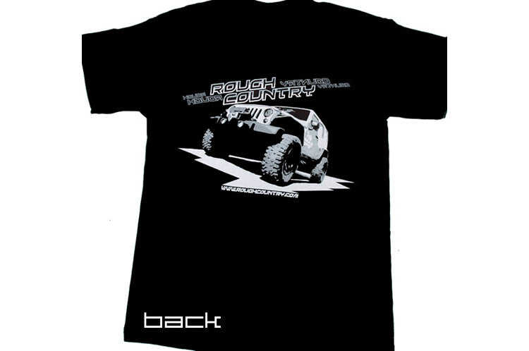 Rough Country 84028 Rough Country Short Sleeve T 100 Percent Preshrunk Cotton Front Rough Country vertical logo Back Jeep design Size Large Color Black Rough Country - Truck Part Superstore