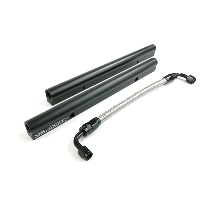 Top Street Performance 84051BK Fuel Rails; TSP Velocity Billet Aluminum with Mid Pipe; 5.0 Coyote; Black - Truck Part Superstore