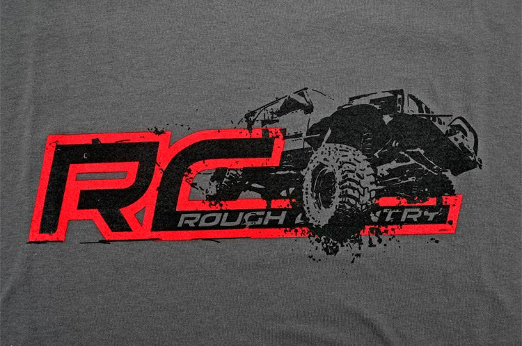 Rough Country 84060 Rough Country Short Sleeve T 100 Percent Preshrunk Cotton Front RC logo w/Jeep XJ Back Blank Size Small Color Grey Rough Country - Truck Part Superstore