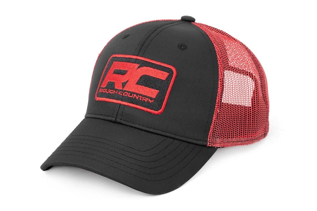 Rough Country 84124 Rough Country Mesh Hat Black & Red Rough Country - Truck Part Superstore