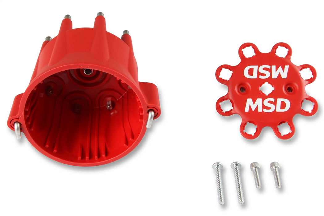MSD 8433 Distributor Cap; HEI Style Tower Window Cap And Wire Retainer; Red; - Truck Part Superstore
