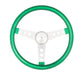Grant 8442 Metal Flake Wheel; 13.5 in. Diameter; Green; 3-Spoke Design; Silver Spokes; - Truck Part Superstore