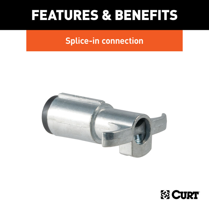 CURT 58080 6-Way Round Connector Plug (Trailer Side; Diecast Metal) - Truck Part Superstore