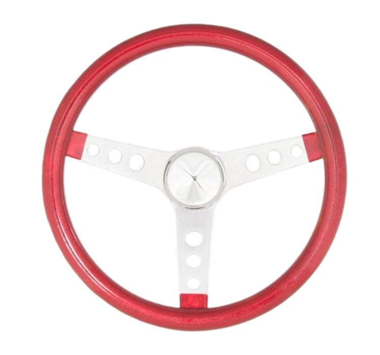 Grant 8465 Metal Flake Wheel; 15 in. Diameter; Red; 3-Spoke Design; Silver Spokes; - Truck Part Superstore