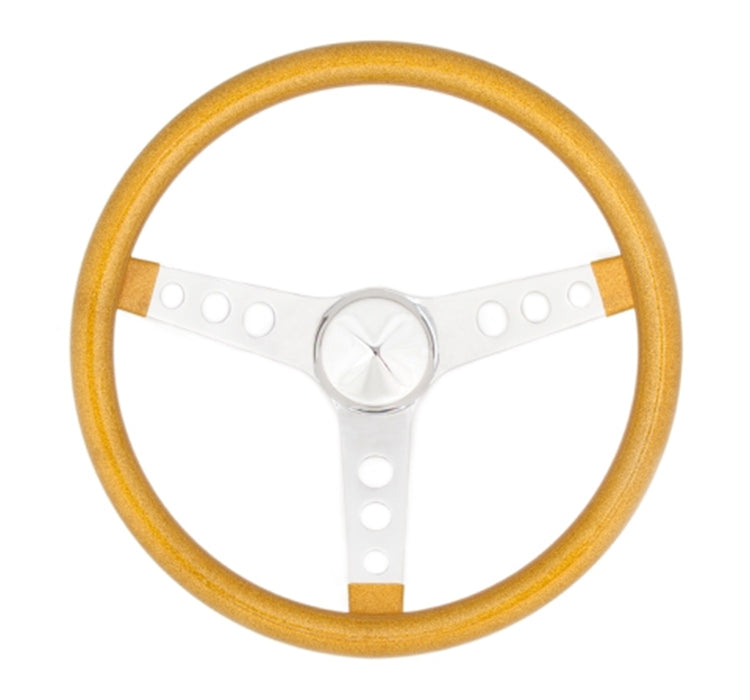 Grant 8467 Metal Flake Wheel; 15 in. Diameter; Gold; 3-Spoke Design; Silver Spokes; - Truck Part Superstore