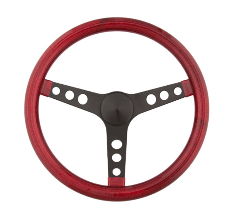 Grant 8475 Metal Flake Wheel; 15 in. Diameter; Red; 3-Spoke Design; Black Spokes; - Truck Part Superstore