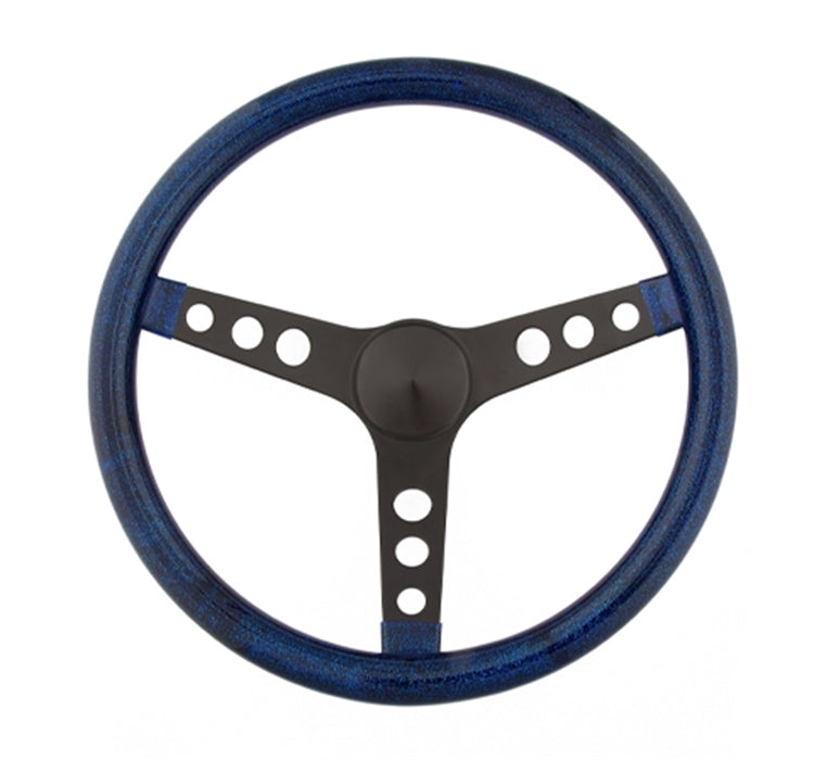 Grant 8476 Metal Flake Wheel; 15 in. Diameter; Blue; 3-Spoke Design; Black Spokes; - Truck Part Superstore