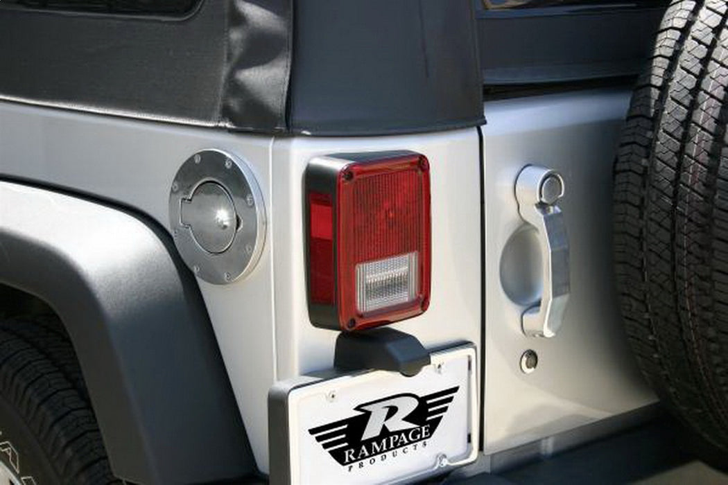 Rampage 85001 Billet Style Fuel Door Cover; Polished; Locking; Incl. 2 Keys; - Truck Part Superstore