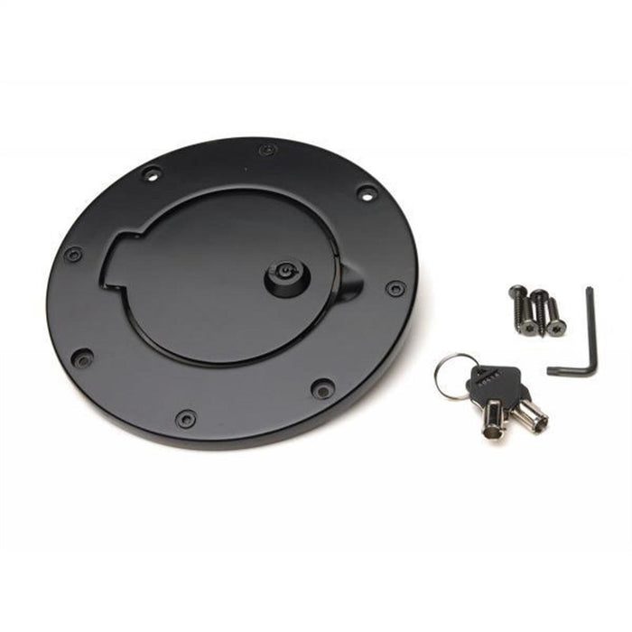 Rampage 85006 Billet Style Fuel Door Cover; Black Off Road Coat; Locking; Incl. 2 Keys; - Truck Part Superstore
