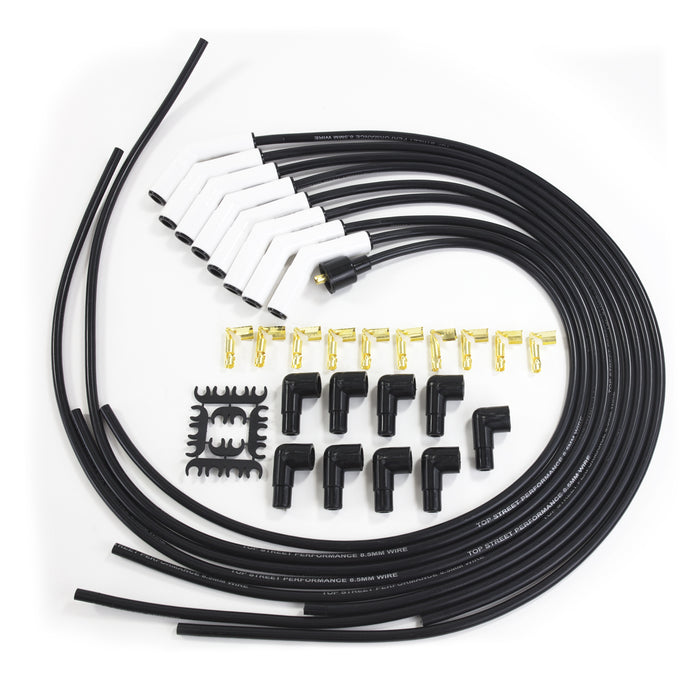Top Street Performance 85035CE 8.5mm Universal Black Ignition Wires with 135? Ceramic Plug Boots. - Truck Part Superstore