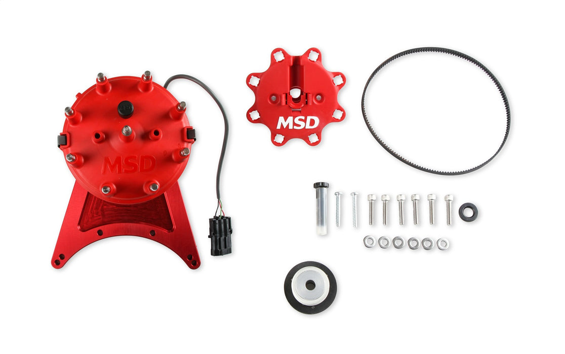 MSD 85201 MSD Front Drive Distributor; Red; W/Adjustable Hall-Effect Cam Sync; - Truck Part Superstore