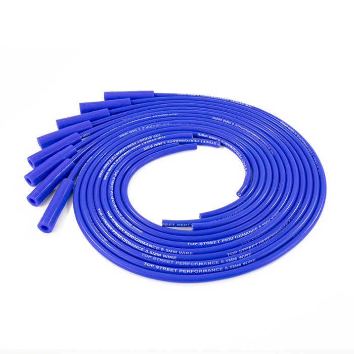 Top Street Performance 85680 8.5mm Universal Blue Ignition Wires with Straight Plug Boots - Truck Part Superstore