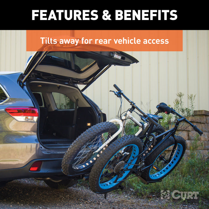 CURT 18085 Tray-Style Hitch-Mounted Bike Rack (2 Bikes; 1-1/4in. or 2in. Shank) - Truck Part Superstore