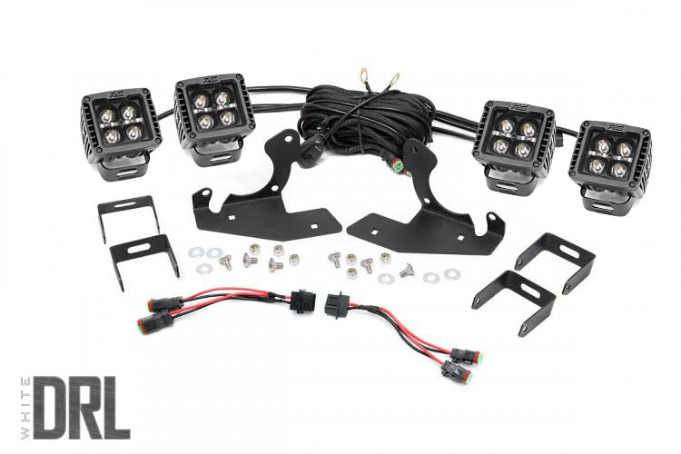 Rough Country 70628DRL Chevrolet LED Fog Light Kit Black Series w/White DRL 11-14 Silverado HD Rough Country - Truck Part Superstore