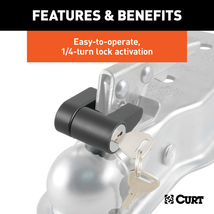 CURT 23521 Coupler Lock (1/4in. Pin; 3/4in. Latch Span; Padlock; Black) - Truck Part Superstore