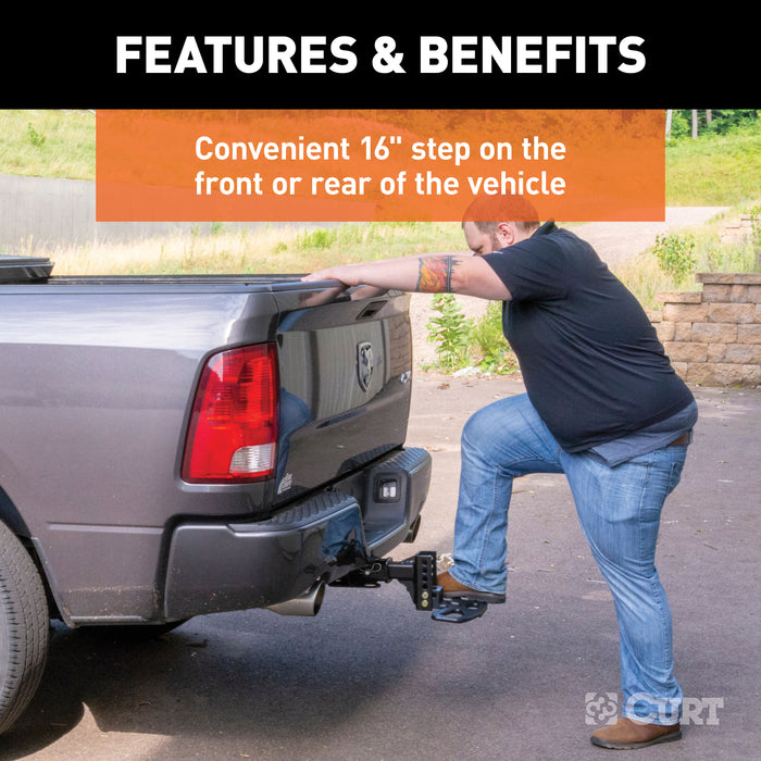 CURT 45909 CURT 45909 Folding Hitch Step for Adjustable Channel Mount - Truck Part Superstore