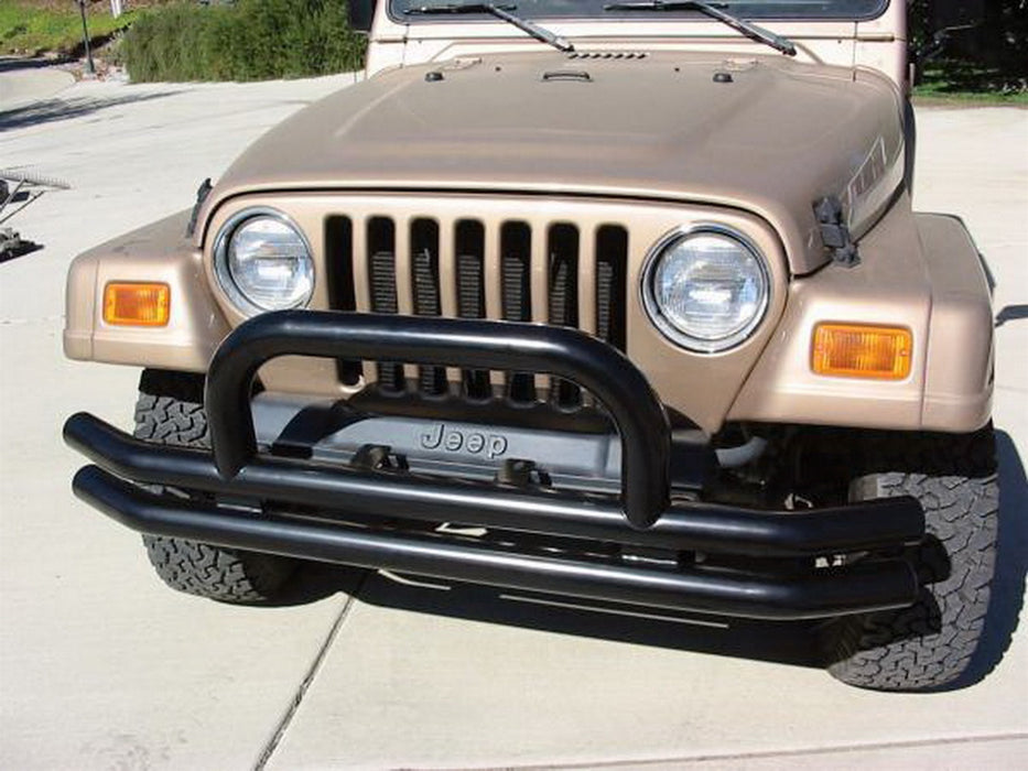 Rampage 8620 Front Double Tube Bumper; w/Hoop; Black; - Truck Part Superstore