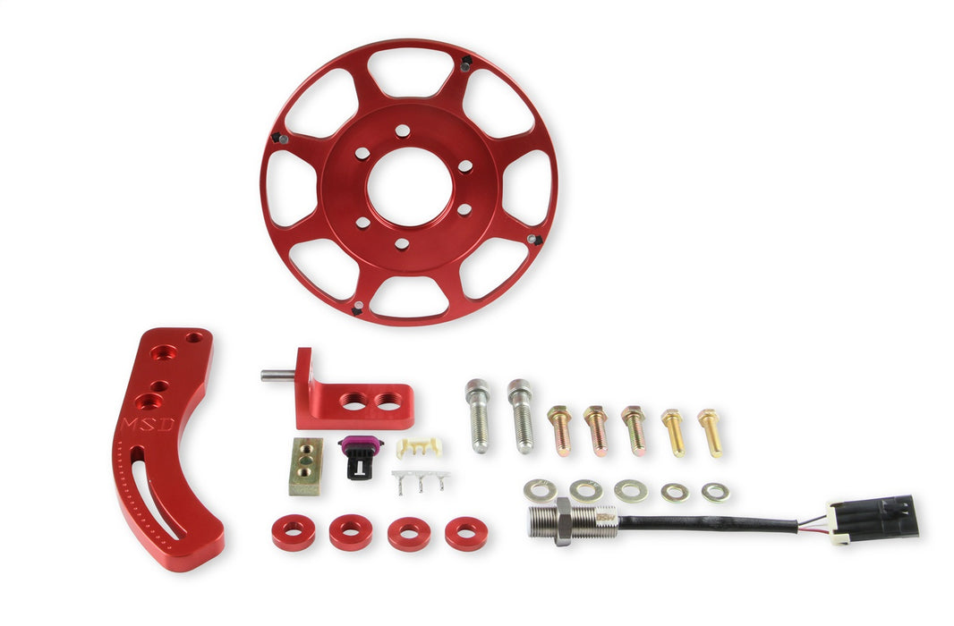 MSD 86201 Crank Trigger Kit; 8 in. Diameter; Billet Aluminum Trigger Wheel; Red; - Truck Part Superstore