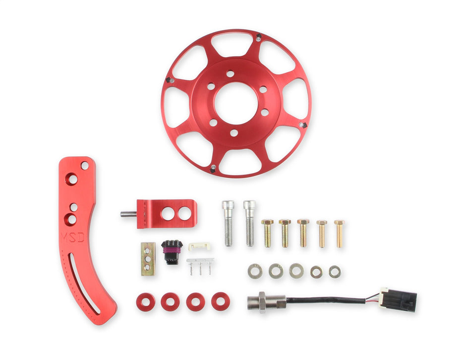 MSD 86201 Crank Trigger Kit; 8 in. Diameter; Billet Aluminum Trigger Wheel; Red; - Truck Part Superstore