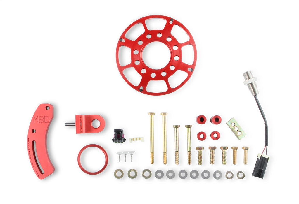 MSD 86401 Crank Trigger Kit; 6.562 in. Diameter; Billet Aluminum Trigger Wheel; Red; - Truck Part Superstore