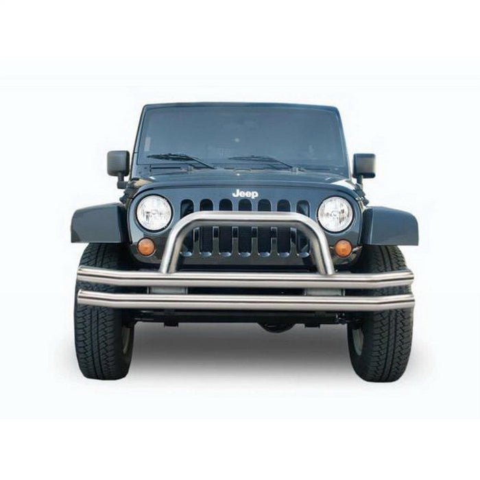 Rampage 86420 Front Double Tube Bumper; w/Hoop; Stainless Steel; - Truck Part Superstore