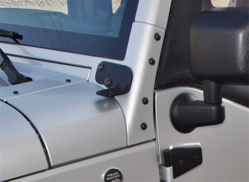 Rampage 86692 Windshield Hinge Light Bracket; Black; Pair; - Truck Part Superstore