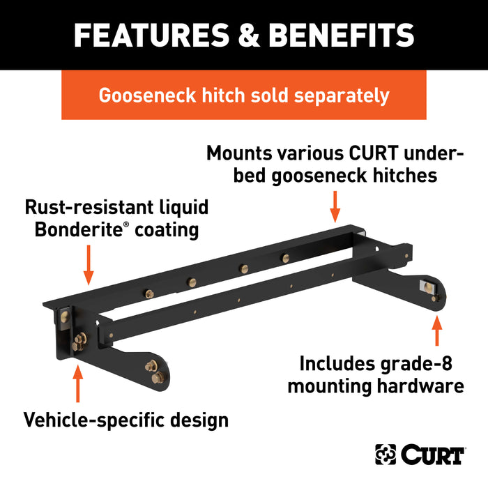 CURT 60624 Double Lock EZr Gooseneck Install Brackets; Select Silverado; Sierra 2500; 3500 - Truck Part Superstore