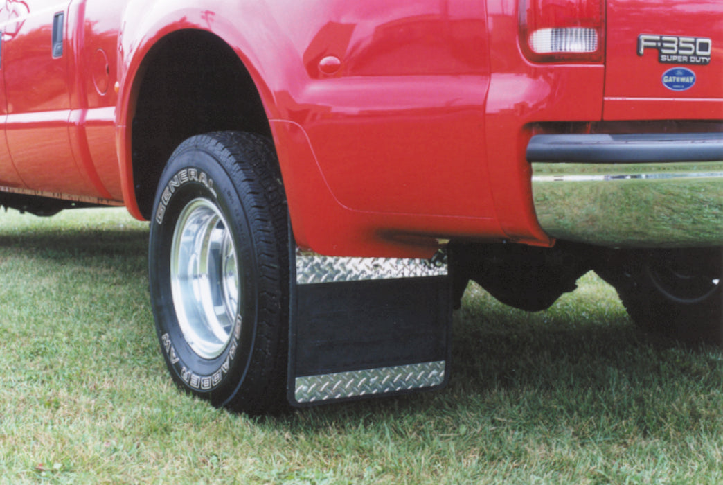 Owens Products 86RF105D Mud Flaps Classic Dually Rubber Mudflaps / Diamond Tread Aluminum Inserts / 99-10 Ford F350 / 19 x 24 / Owens Products - Truck Part Superstore